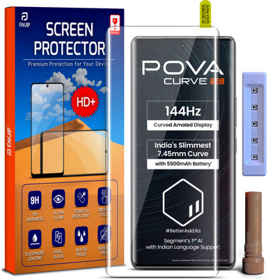 FAVJIP Edge To Edge Tempered Glass for Tecno Pova Curve 5G, Tecno Pova Curve, Tecno Pova 5G, 3D Curved UV Liquide Glue Glass with Easy Installation Kit(Pack of 1)