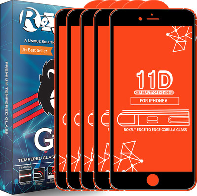 Roxel Edge To Edge Tempered Glass for Apple iPhone 6(Pack of 5)