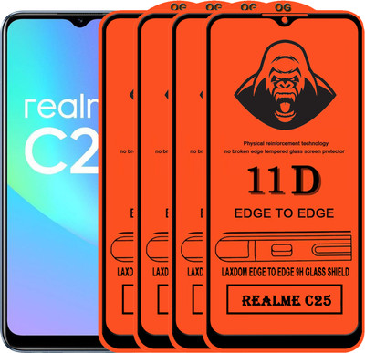 Laxdom Edge To Edge Tempered Glass for REALME C25(Pack of 4)