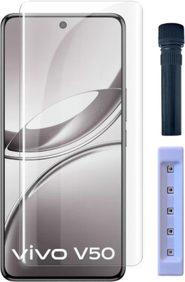 OneTech Edge To Edge Tempered Glass for Vivo V50 5G 9H Hardness, UV Screen Protector(Pack of 1)