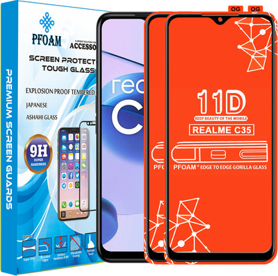 PFOAM Edge To Edge Tempered Glass for REALME C35(Pack of 2)