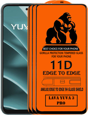 ANILUQ Edge To Edge Tempered Glass for LAVA YUVA 3 PRO(Pack of 3)