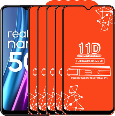 Roxel Edge To Edge Tempered Glass for Realme Narzo 50I(Pack of 5)
