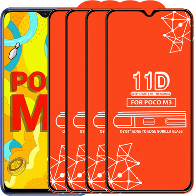 Qyist Edge To Edge Tempered Glass for Poco M3(Pack of 4)