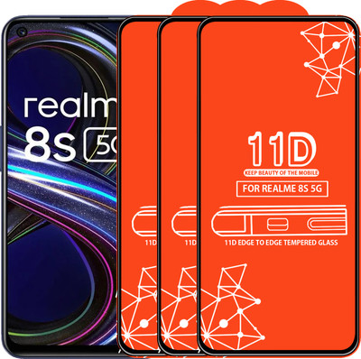 Roxel Edge To Edge Tempered Glass for Realme 8S 5G(Pack of 3)