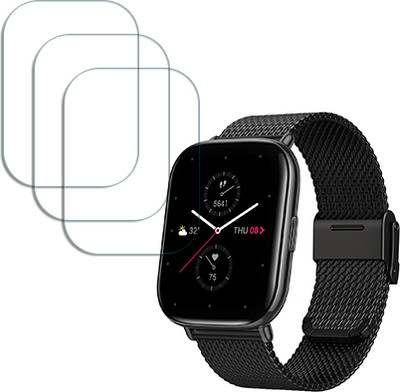 SOMTONE Edge To Edge Tempered Glass for Amazfit Zepp E Stylish Smart Watch Square Version 1.65 inch SCREEN GUARD(Pack of 3)