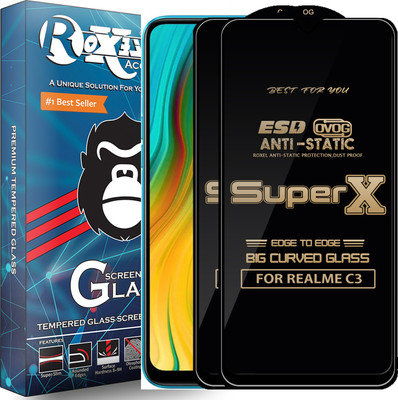 Roxel Edge To Edge Tempered Glass for REALME C3(Pack of 2)