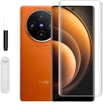 KadWaniya Edge To Edge Tempered Glass for Vivo X100 5G, Vivo X100 Pro, Vivo X100 Pro Plus 5G , Meibo Series 3D Curved (30 Seconds Quick Paste) High Quality UV Liquide Glue Glass with Easy Installation Kit-50-806(Pack of 1)