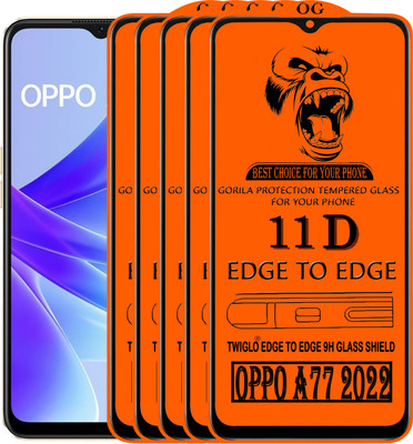 TWIGLO Edge To Edge Tempered Glass for OPPO A77 2022(Pack of 5)