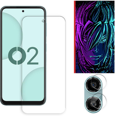 SOMTONE Edge To Edge Tempered Glass for Lava O2 4G Tempered Glass Screen Protector | Anti-Scratch | Edge to Edge Full Coverage | 9H Hardness (1 FRONT SCREEN GUARD + 1 CAMERA LENS PROTECTOR + 1 FREE BACK EMBOSSED SKIN002)(Pack of 1)