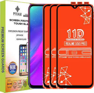 PFOAM Edge To Edge Tempered Glass for Realme 3(Pack of 3)