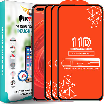 PikTrue Edge To Edge Tempered Glass for Realme X50 Pro(Pack of 3)