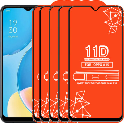 Qyist Edge To Edge Tempered Glass for Oppo A15(Pack of 5)
