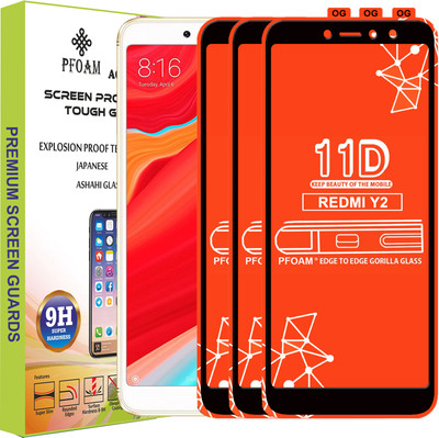 PFOAM Edge To Edge Tempered Glass for Mi Redmi Y2(Pack of 3)