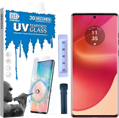 KadWaniya Edge To Edge Tempered Glass for Moto 50 Fusion 5G, Motorola Moto 50 Fusion 5G, Meibo Series 3D Curved (30 Seconds Quick Paste) High Quality UV Liquide Glue Glass with Easy Installation Kit-0452(Pack of 1)