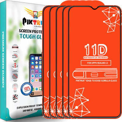 PikTrue Edge To Edge Tempered Glass for Realme C2(Pack of 5)