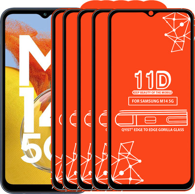 Qyist Edge To Edge Tempered Glass for Samsung M14 5G(Pack of 5)