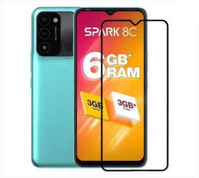 Dashmesh Shopping Edge To Edge Tempered Glass for Tecno Spark 8c(Pack of 1)