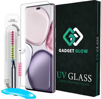Gadget Glow Edge To Edge Tempered Glass for Honor X9C 5G, Honor X9C, Advanced HD+ UV Guard, UV Glue Tempered Glass with Cable Protector(Pack of 1)