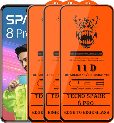 Forego Edge To Edge Tempered Glass for Tecno Spark 8 Pro(Pack of 3)