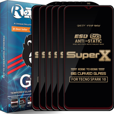 Roxel Edge To Edge Tempered Glass for TECNO SPARK 10(Pack of 6)