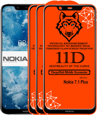 DeepzHub Edge To Edge Tempered Glass for Nokia 7.1 Plus(Pack of 3)