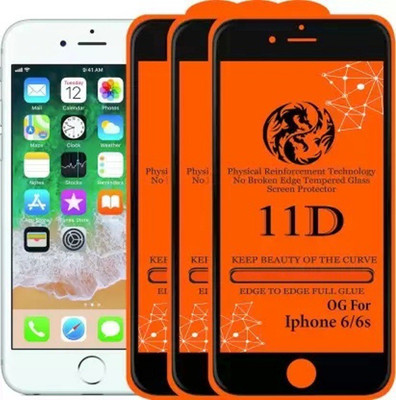 HIE POWER Edge To Edge Tempered Glass for Apple iPhone 6, Apple iPhone 6S-11D Glass (Pack Of 3)(Pack of 3)