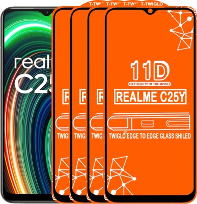 TWIGLO Edge To Edge Tempered Glass for REALME C25Y(Pack of 4)