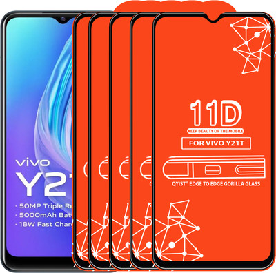 Qyist Edge To Edge Tempered Glass for Vivo Y21T(Pack of 5)