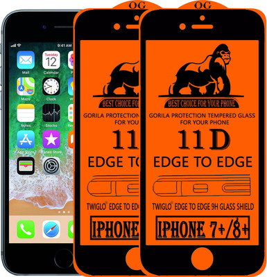 TWIGLO Edge To Edge Tempered Glass for Apple iPhone 8 Plus(Pack of 2)