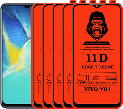 Laxdom Edge To Edge Tempered Glass for VIVO Y01(Pack of 5)