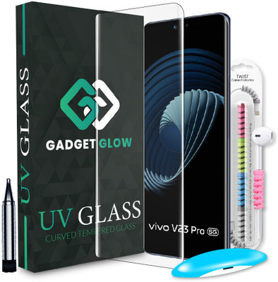 Gadget Glow Edge To Edge Tempered Glass for Vivo V23 Pro 5G, Vivo V25 Pro 5G, Vivo V23 Pro, UV Light Tempered Glass with Cable Protector(Pack of 1)
