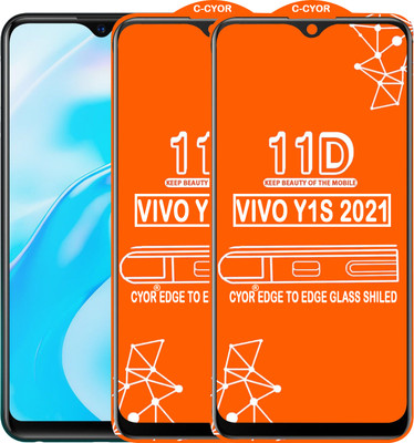 CYOR Edge To Edge Tempered Glass for VIVO Y1S 2021(Pack of 2)