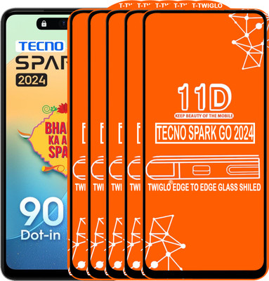 TWIGLO Edge To Edge Tempered Glass for TECNO SPARK GO 2024(Pack of 5)