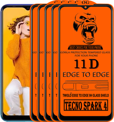 TWIGLO Edge To Edge Tempered Glass for TECNO SPARK 4(Pack of 5)