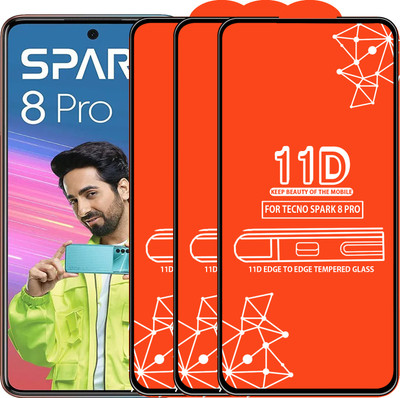 Roxel Edge To Edge Tempered Glass for Tecno Spark 8 Pro(Pack of 3)