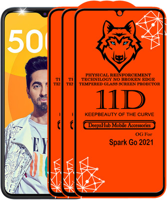 DeepzHub Edge To Edge Tempered Glass for Tecno Spark go 2021(Pack of 3)