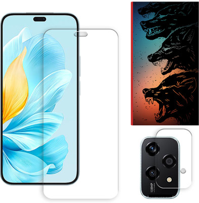 ARBAN Edge To Edge Tempered Glass for Honor 200 Lite 5G Tempered Screen Protector | Anti-Scratch | Edge to Edge Full Coverage | 9H Hardness ( 1 FRONT SCREEN GUARD + 1 CAMERA LENS PROTECTOR + 1 FREE BACK EMBOSSED SKIN061 )(Pack of 1)