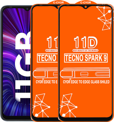 CYOR Edge To Edge Tempered Glass for TECNO SPARK 9(Pack of 2)
