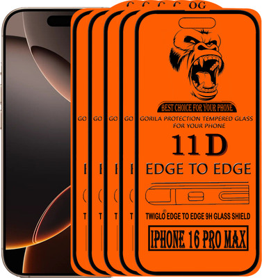 TWIGLO Edge To Edge Tempered Glass for IPHONE 16 PRO MAX(Pack of 5)