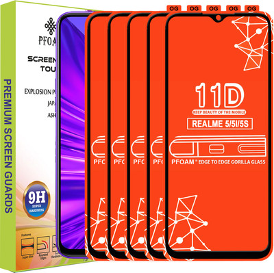 PFOAM Edge To Edge Tempered Glass for REALME 5S(Pack of 5)