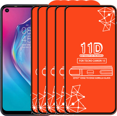 Qyist Edge To Edge Tempered Glass for Tecno Camon 15(Pack of 5)