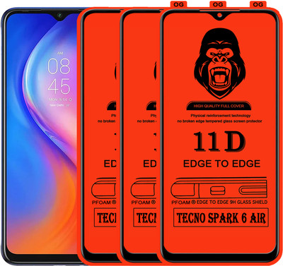 Laxdom Edge To Edge Tempered Glass for TECNO SPARK 6 AIR(Pack of 3)