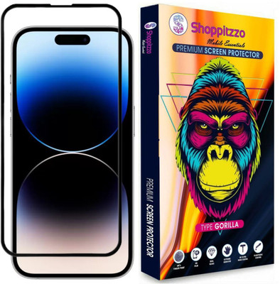 Shoppitzzo Edge To Edge Tempered Glass for iPhone 14 Pro Max[6.7 Inch]**DuraGlass**Millitary Grade-Anti Explosion-Tempered Glass/Full Screen Coverage-Edge to Edge/9H Hardness/With Easy Installation Kit(Pack of 1)