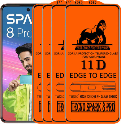 TWIGLO Edge To Edge Tempered Glass for TECNO SPARK 8 PRO(Pack of 4)