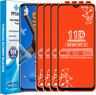 PFOAM Edge To Edge Tempered Glass for INFINIX HOT 12(Pack of 4)
