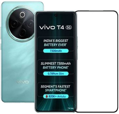 BRENZZ Edge To Edge Tempered Glass for Vivo T4 5G, vivo T4 5G(Pack of 1)