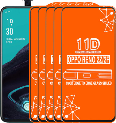 CYOR Edge To Edge Tempered Glass for Oppo Reno2 F(Pack of 5)