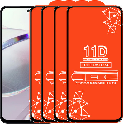 Qyist Edge To Edge Tempered Glass for Redmi 12 5G(Pack of 4)