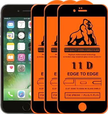 HIE POWER Edge To Edge Tempered Glass for Apple iPhone 7 Plus /8 Plus-11D -Screen Protector Full HD Quality Tempered Glass Anti-Scratch Edge to Edge Coverage with Easy Installation Kit(Pack of 3)
